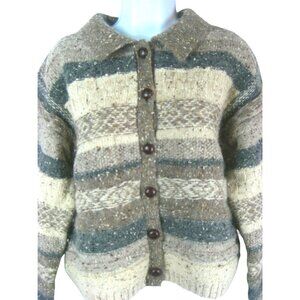 Vintage Y2K Gap Preppy Cardigan Sweater Medium Lambswool Mohair Multicolor